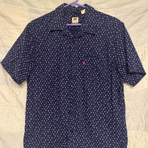 Levis Blue Button up with Cactus Pattern - Picture 1 of 5